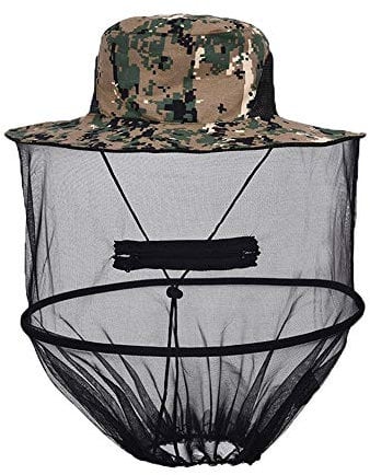 Wankd Moskitonetzhut,Anti-Moskito Cap Moskito Cap Midge Fliegenwanze Insekt Bienenhut mit Net Mesh Kopf Gesicht schützen Hut Camouflage Moskitonetz (B)