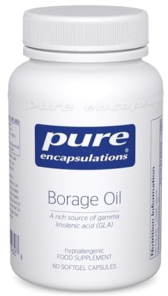 Pure Encapsulations Borage Oil, 60 Softgel Capsules | Rich Source of GLA Essential Fatty Acids, Cold-Pressed Borage Oil, 200mg GLA per Serving, Additive-Free
