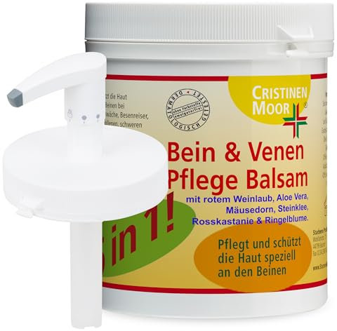 CristinenMoor Bein & Venenpflege Balsam (6 in 1) 1000 ml mit Spenderkopf I bei Besenereiser I Krampfadern I unruhigen & schweren Beinen I Venenleiden