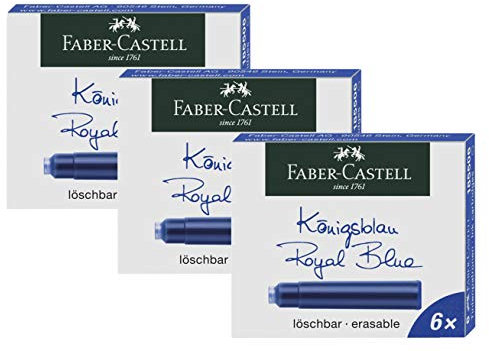 Faber-Castell 185506 - Tintenpatronen Standard (3er Pack (Königsblau), Standard)