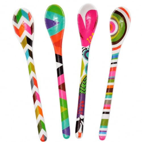 French Bull 7-Inch Melamine Dessert & Coffee Spoons Set of 4, Multi