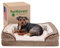 Furhaven Medium Memory Foam Dog Bed Perfect Comfort Plush & Velvet Waves Sofa-Style w/Removable Washable Cover - Brownstone, Medium