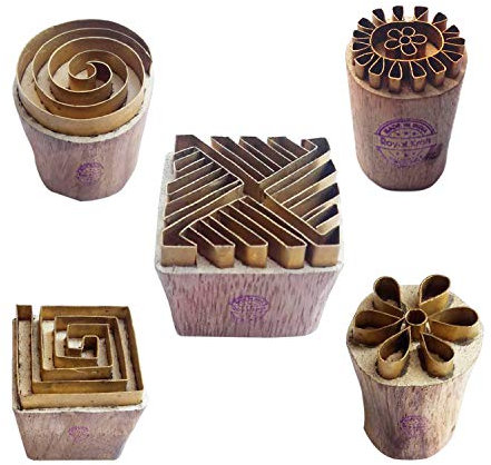 Royal Kraft Quadrat Messing Holz Stempel (Set von 5) - DIY Ton, Keramik Blöcke BHtag0023