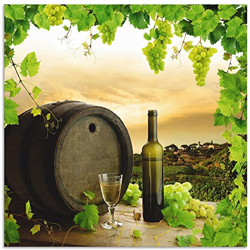 ARTland Wanddeko Wandbild Alu für Innen & Outdoor Metall Bild 50x50 cm Quadratisch Landschaft Natur Wein Obst Trauben Weinberg Winzer U1UE