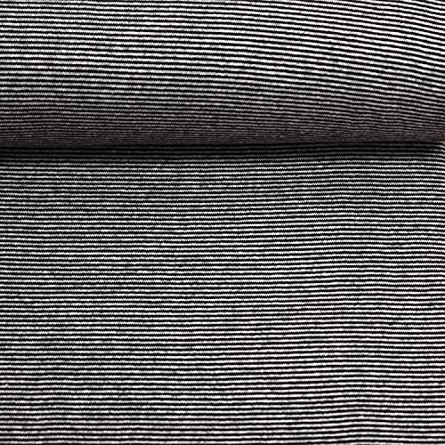 MAGAM-Stoffe James Ringel Bündchenstoff Feinstrick Oeko-Tex Meterware 50cm (2mm Schwarz-Weiß)