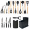 Küchenhelfer Set: All in One 20 tlg und Messerset, mit Holzgriff – Hitzebeständig & BPA-frei – Perfekt für jede Küche