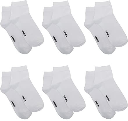 LANCETTI - 6 Paia Calzini Corti Bambino e Bambina in Cotone Filo di Scozia, Traspiranti e Confortevoli, Bianco, 31-34 (8-10 anni)