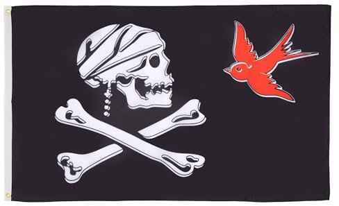 AZ FLAG - Flagge Pirat Sparrow - 90x60 cm - Piraten Totenkopf Fahne 100% Polyester mit Messing-Ösen - UV-beständig - Vives Farben - 50g