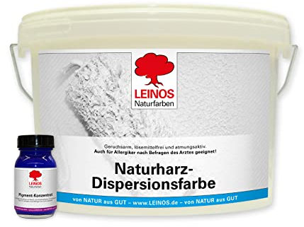 LEINOS Set Wandfarbe | 2,5l Naturharz-Dispersionsfarbe 660 + 75ml Pigment-Konzentrat 668.323 Ultramarin-Blau