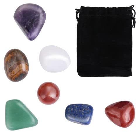 cobee Ensemble de cristaux de guérison chakra 7 pièces Pierres Chakra Cristaux de Guérison Pierres précieuses naturelles pour soulager l'anxiété Méditation Guérison Équilibrer la méditation de yoga