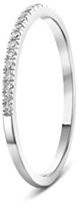 MIORE Schmuck Damen 0.09 Ct Diamant Eternity/Ewigkeitsring mit 18 Diamanten Brillanten Ring aus Weißgold 14 Karat / 585 Gold