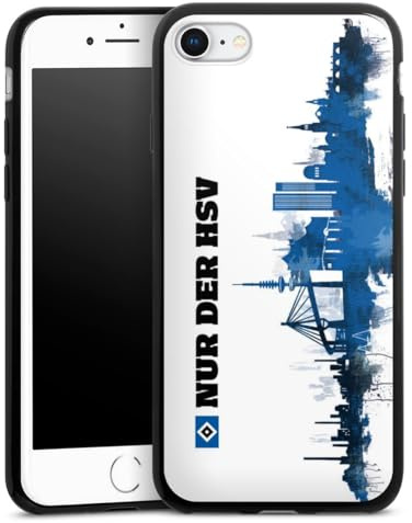 Slim Case extra dünn kompatibel mit Apple iPhone 8 Silikon Handyhülle schwarz Hülle HSV Offizielles Lizenzprodukt Bundesliga