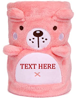 OXYEFEI Coperta Personalizzata, Ricamo Artigianale, Coperta Pile Personalizzabile con Nome e Testo, Idee Regalo Per Neonato, Bambini (Dell'orso)