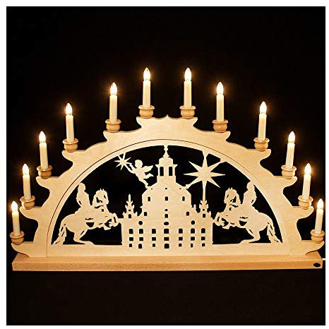 Holz-Schwibbogen Lichterbogen Schwibbogen aus dem Erzgebirge (Dresden Frauenkirche, 70 cm)