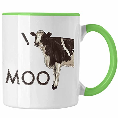 Trendation - Moo Kuh Tasse Geschenk für Landwirt Bauern Geschenkidee Geburtstag Lustiger Spruch (Grün)