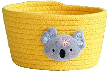 Gewebter Aufbewahrungskorb Korb Kleine Süße Aufbewahrungsbox Baumwollseil Geflochten Spielzeug Körbe Aufbewahrung Regalkorb für Mehrzweck Behälter Home Office Desktop Organizer Deko,Gelb Koala