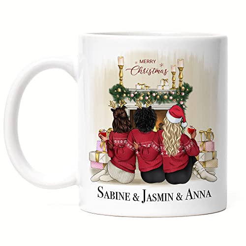 Kiddle-Design Weihnachtstasse Personalisiert 3 Freundinnen Bff Tasse Idee Geschenk Beste Freundin Persönliche Freundschaftstassen Weihnachten Nikolaus Soulmate