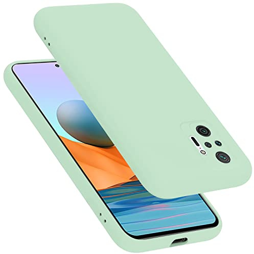 Cadorabo Hülle kompatibel mit Xiaomi RedMi Note 10 PRO Hülle Silikon Handyhülle für RedMi Note 10 PRO Case aus flüssigem Silikon- Kratzfeste und stoßfeste dünne TPU Schutzhülle - Liquid HELL GRÜN