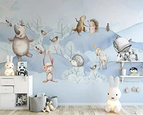 Fototapete 3D Cartoon Waldtiere Kinderzimmer Wandbild Hintergrund Wandmalerei Dekoration-400cm×280cm
