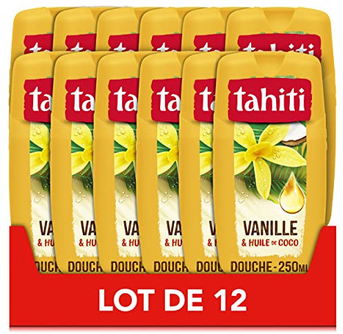 TAHITI - Gel Douche Tahiti Vanille & Huile de Coco - Formule à Base d'Ingrédients d'Origine Naturelle - Lot de 12 x 250 ml