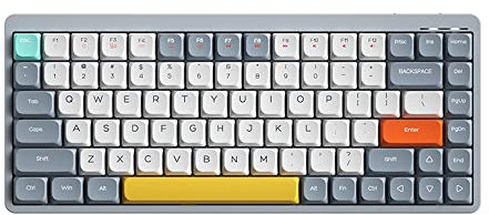 Docooler Wireless Mechanical Keyboard 84 Tasten 2.4G+BT5.0+Type-C 3 Anschlüsse 75% Tastaturen mit flachem Profil 15 Lichteffekte 5 Helligkeitsstufen für Tablet Laptop Smartphone Gateron Blue Switches