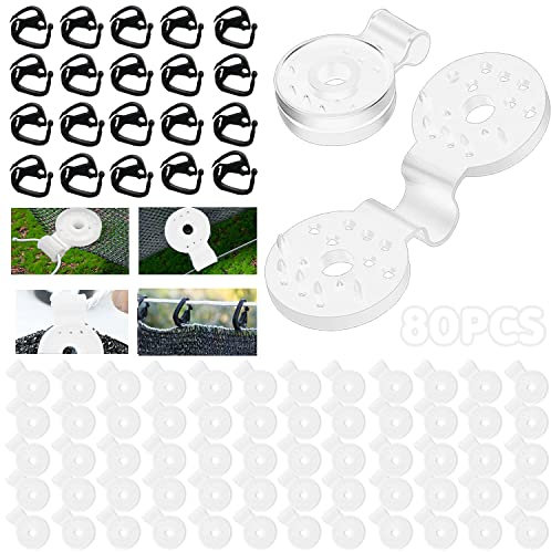 80 Pièces Clip Spécial avec œillet,Clips Plastique pour Toile Ombrage,Clip de Fixation pour Brise Vue,Clips en Plastique pour Toile d'ombrage,Clips Ronds en Plastique pour Pare-Soleil