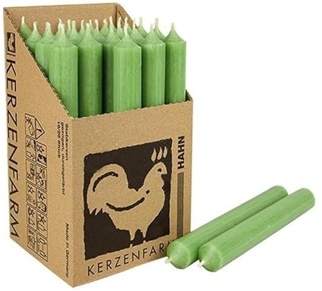 Stabkerzen 10 Stück Tafelkerzen durchgehend gefärbt Spitzkerzen für die Tisch-Deko zur Hochzeit Weihnachten & Party Farbe: Jade Grün/Hellgrün Höhe:18cm