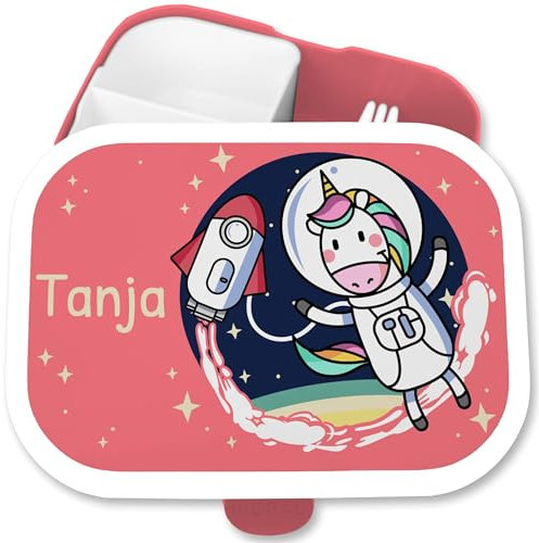 Brotdose Kinder Campus für Mepal - Weltraum Einhorn Unicorn - 750 ml - Rosa - einschulung geschenke mädchen kinderbrotdosen kindergarten einhörnern space brotzeitbox vesperbox kita einhörner