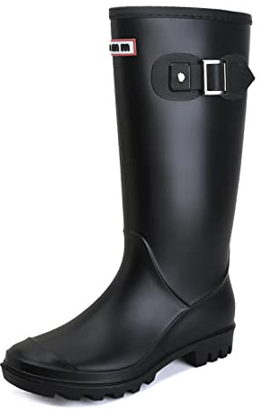 Rumkok Stivali Pioggia Donna, Leggere Comode Giardinaggio Scarpe, Antiscivolo Da Pioggia Stivaletti, Nero, 41 EU