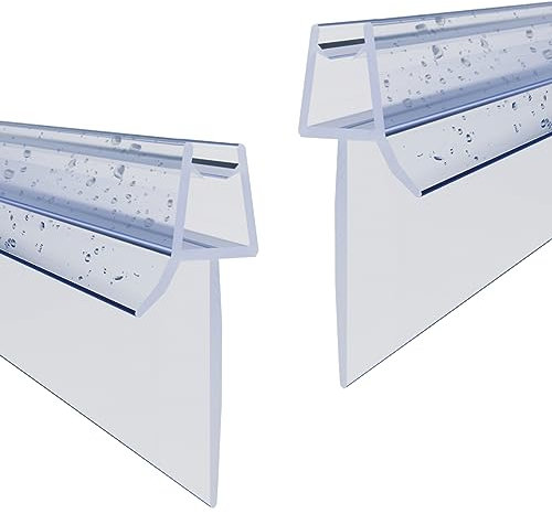 WITEN&NOCK Duschdichtungen 2 x 200cm mit 23mm extra verlängerter Lippe Ersatzdichtung für Duschkabine Nischentür Badewanneaufsatz Wasserabweiser Duschtür Dichtung Gerade Glasstärke 5-6 mm