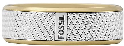 Fossil Herrenring All Stacked Up Zweifarbiger Edelstahlbandring