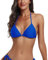 FITTOO Bikini Top for Women Sexy Push up Basic Triangle Bikini Top with Adjustable Strings Padded Separates Swimwear Blue XL