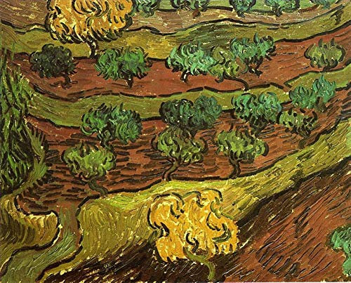 Toperfect 7 berühmte Gemälde, Olivenbäume vor einem Hügel Vincent van Gogh, Handgefertigte Ölkunst auf Leinwand -07, €50-2000 Handgemalt von Lehrern der Kunstakademien