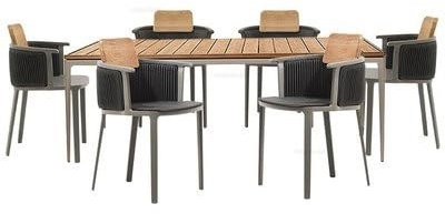 Gartengarnitur Freizeittische und Stühle, leichte, luxuriöse Outdoor-Gartenmöbel-Sets, nordisches Zuhause, Balkon, Open-Air-Restaurant, Korbstühle Möbelset im Balkon ( Color : 160cm table 6 chairs )
