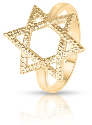 Goldener Davidstern-Ring – jüdischer Ring Magen David Ring, stapelbare Ringe für Frauen – jüdischer Sternring Schmuck, läuft nicht an, Damenring Größe 6
