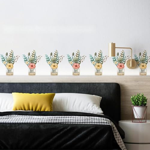 Traziewell Autocollants muraux amovibles pour salle de bain - Plantes vertes en pot - Décoration murale pour salon, chambre à coucher, cuisine, chambre d'enfant - 1508