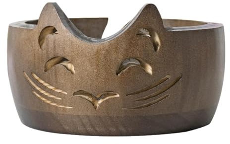 Cat Yarn Bowl for Crochet - Cute Wooden Knitting Bowl | Handmade Accessories and Supplies Organizer With Yarn Holder