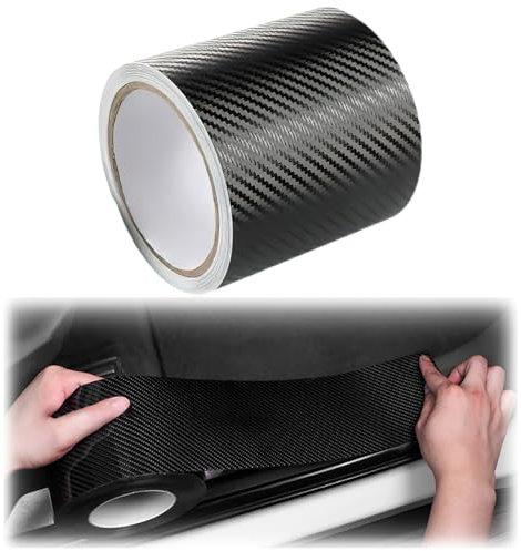 QTTRPCU Carbon Folie Auto Lackschutzfolie Transparent Einstiegsleisten Schutz Autofolie, Auto Schutzfolie Selbstklebend Universal, Kohlefaser Aufkleber für Türgriff Schutz (7cmX10m Schwarz)