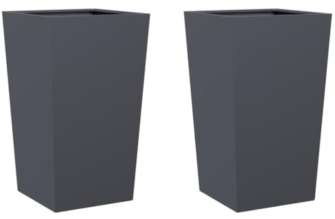vidaXL Fioriere da Giardino 2 pz Antracite 45x45x75 cm in Acciaio, fioriera, fioriera da Patio, Vaso Fiori da Esterni, fioriera da Esterno