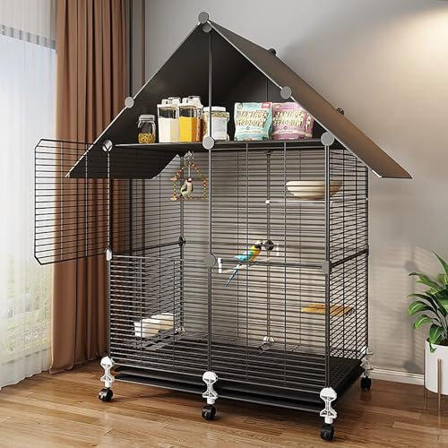 WXXSHGDW Käfig Vogel, Wellensittich Käfig, Papageienkäfig, Vogelkäfig mit Rädern, Vogelvoliere, Top-Speicherfunktion, mit Tablett, Leicht zu Reinigen