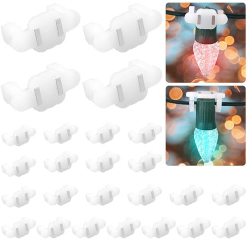 25St Magnetische Weihnachts Lichter Clips, Weihnachtslicht Clips Magnetische Steckdosen Lichterclips Weihnachtslicht Haken Dachrinnen Lichterclips für C9 Fassungen Lichterketten für Draußen