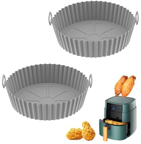 Luoqun88 Silicone Air Fryer Liner, 2 Pack Round Reusable AirFryer Liners, Air Fryer Accessories Heat-Resistant Pot Replacement for Disposable Parchment Paper Liner for Oven Microwave (20cm/7.9inch)