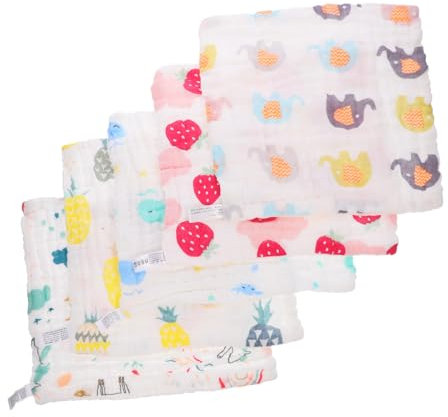 ibasenice 5stücke Baumwollhandtuch Für Waschlappen Aus Sechsschichtiger Baumwolle Hohe Wasseraufnahme Und Luftdurchlässigkeit Kreativ Cartoon Muster Waschbar Und Tragbar Für Junge Mädchen