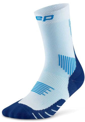 CEP 5.0 Mid Cut Kurze Laufsocken für Herren Größe 42-45 – Laufsocken mit Kompression für schnellere Regeneration & blasenfreies Laufen – Running Socks für optimale Durchblutung – Ice/Blau