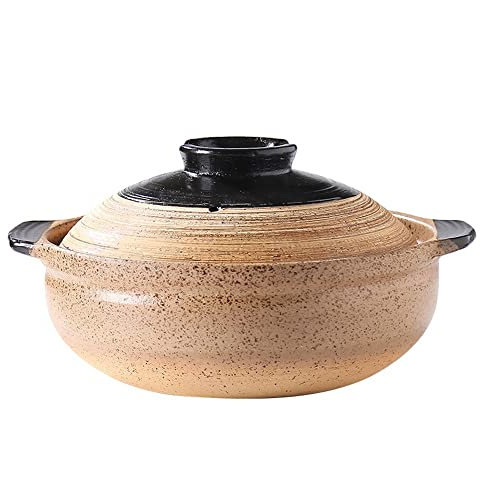 Clay Casserole Pot,Clay Pot for Cooking Heat-resistant Big Capacity Health Cooker Cooking Serving with Lid Soup Ceramic Earthen Pot Stew Pot with Lid(1200 ml)(4000 Ml)