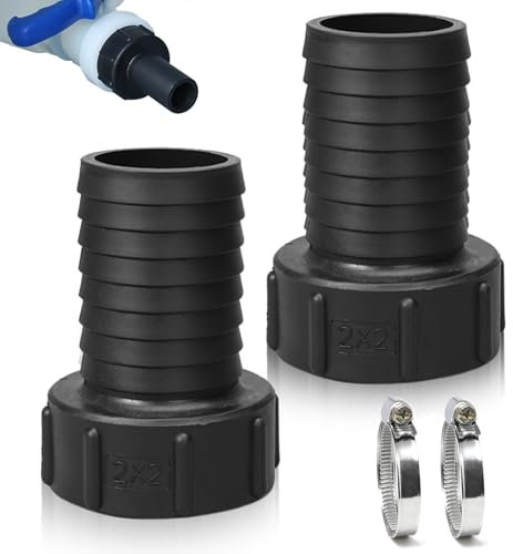 NEUSID 2 Stück IBC Adapter S60x6 auf Schlauchtülle, IBC Tank Adapter S60x6 (60mm) Grobgewinde Import auf 2 (50 mm) Gartenschlauch Wasserhahn Adapter Tankschlauchadapter IBC Tank Zubehör