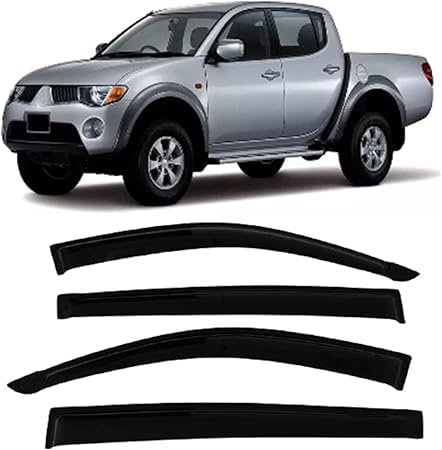 DTGTEX Windabweiser für Mitsubishi L200 Triton 2006-2012 2013 2014 Luft- und Regenabweiser dichtstreifenSet Seitenscheibenabweiser Regenschutz Windabweiser