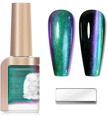 Bevimee Cat Eye Nail Polish Quick Dry Magnetic Catseye Varnish Non Gel | Galaxy Cats Eye Effect, DIY Nail Art, Home & Salon Nails, Air Dry Nails Polish 12ml