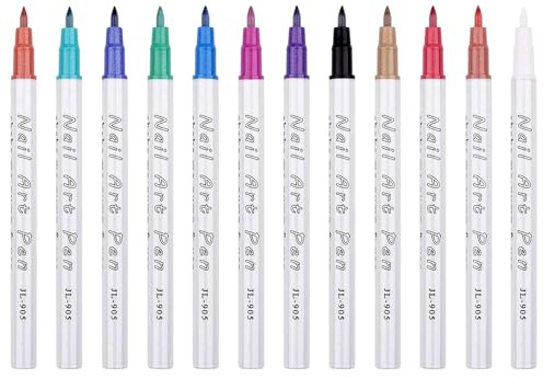 12 Farben Nail Art Stifte Set,2026 Neu Nagelkunststift,3D Nagellack Stift Set,Nail Art Nagelkunststift DIY Linie Nagelkunst Graffiti, Nagellackstifte für Nägel,für Zeichnen, Umreißen, Graffiti (D)