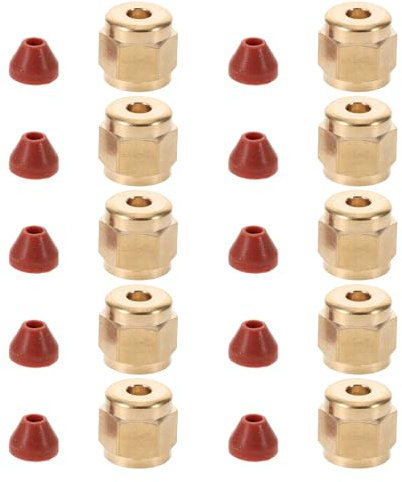 Pumpendüsenkappe aus Messing und Gummi, 10 Paar für Nebelmaschinen | Goldfarbene Ersatzteile, Universelle Passform, Einfache Montage, für Club und Dj Einsatz Geeignet